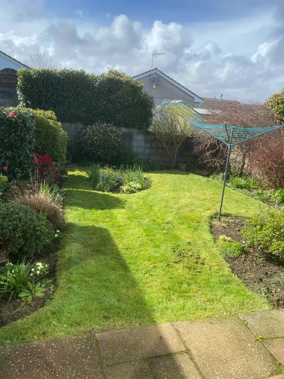 Finished garden maintenance with lawn and borders in South East Cornwall