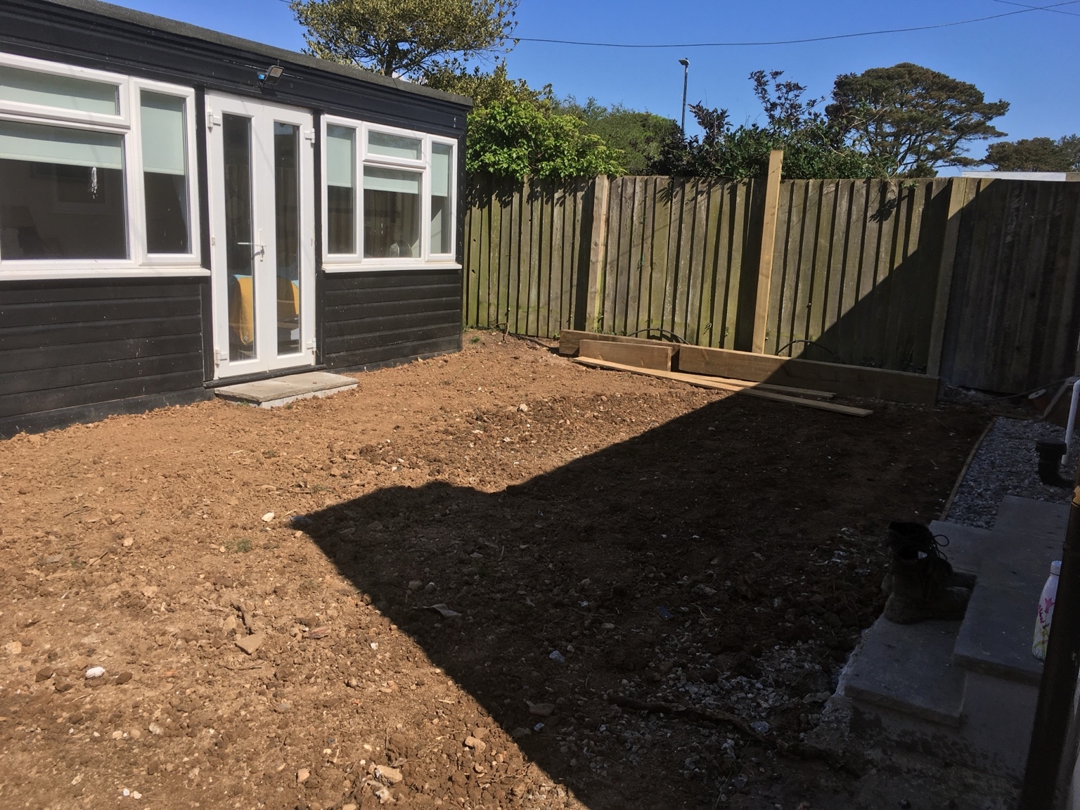 Ground cleared, levelled and prepared before new turf was laid in South East Cornwall